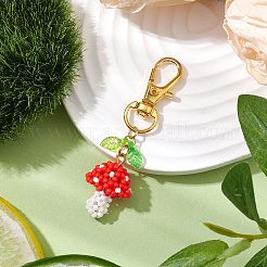 Стеклянный гриб ручной работы с подвесками в виде листьев из акрила HJEW-MZ00104-05