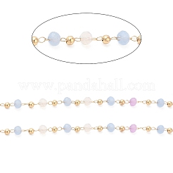 Граненые рондельные стеклянные и круглые цепочки из нержавеющей стали 304 CHS-G026-01KCG-03