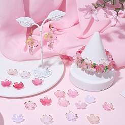 120 個 6 色のアクリルビーズキャップ  花  黄金の縁を持つ  ミックスカラー  17.5~18x18.5~9x5.5~6mm  穴：1.4~1.6mm  20個/色。&nbsp;OACR-BM0001-11B