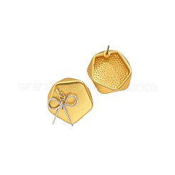 女性用合金スタッドピアス  五角形と蝶ネクタイ  ゴールデン＆シルバー  11mm&nbsp;WGC70C0-01