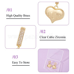 1 пара серег-колец в форме сердца из латуни с прозрачным кубическим цирконием&nbsp;EJEW-TA0008-59