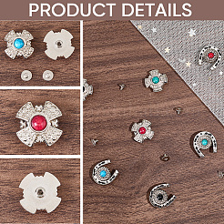 8 Stück 8 Stile Zinklegierung & Harz Münzschraubniete&nbsp;FIND-CP0003-64