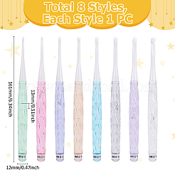 8шт. 8-х цветные пластиковые крючки для вязания AJEW-UN0002-35