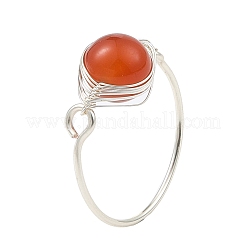 Anello da dito con perline intrecciate con pietre preziose naturali&nbsp;RJEW-JR00588-01