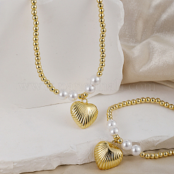 Комплекты браслетов и ожерелий в форме латунных сердец для женщин CA5711-2