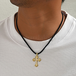 Мужские ожерелья с подвеской-крестом из латуни и искусственного жемчуга&nbsp;LI2000-1