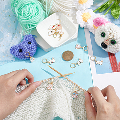 Маркеры петель с замком подвеска кролик и медведь из сплава эмали HJEW-AB00079