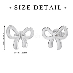 304ステンレススチール製蝶結びスタッドピアス1組  プラチナ  13x15.5mm&nbsp;EJEW-SZ0002-06P