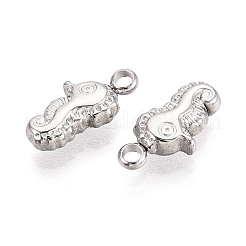 304ステンレススチール製タツノオトシゴチャーム  ステンレス鋼色  13x7x3mm  穴：1.8mm&nbsp;STAS-T069-04P