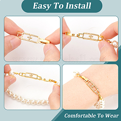 6 шт. 2-цветный прямоугольник с крестообразным покрытием из латуни с микропаве прозрачных кубических цирконий для застежек для часов KK-BC0009-77