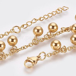 Браслеты-подвески из нержавеющей стали 304 с ионным покрытием (IP) AJEW-P069-06G