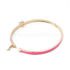Bracciale rigido a cuore in zirconi chiari con smalto&nbsp;BJEW-F430-01-G