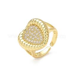 Bagues ouvertes en laiton avec micro pavé de zircones cubiques pour femmes&nbsp;CU-CBA760A-13B-G