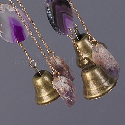 Подвески из натурального аметиста с подвесками в виде колокольчиков ветра HJEW-D302-13