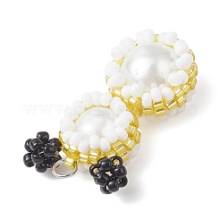 Подвески-снеговики из стеклянных бусин&nbsp;PALLOY-MZ00888-05