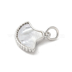Messing Pavé naturweiß Muschel Fächer Charms mit Biegeringen&nbsp;KK-S522-17P