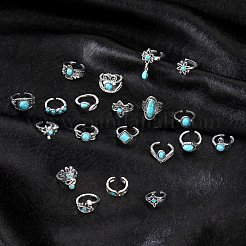 20 шт. сплав в богемном стиле с манжетными кольцами из смолы FS-WG5AD72-01