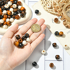 400шт. 4-х цветные деревянные европейские бусины WOOD-PA0001-01