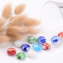 Colore misto del lampwork fatti a mano rotonda piatta perline&nbsp;X-DT283J