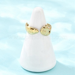 女性用304ステンレススチールオープンカフリング  ゴールドカラー  魚  9.5mm  内径：18mm&nbsp;RJEW-A089-01A-G