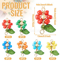 36 шт. 6 стильных стеклянных подвески-зерна и акриловые соединители PALLOY-TA00220