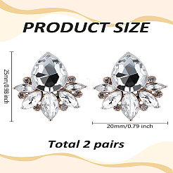 2 пара сережек-гвоздиков со стразами в форме капли&nbsp;EJEW-LP0001-22B