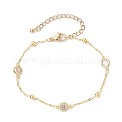 Плоские круглые браслеты из кубического циркония для женщин BJEW-JB11634