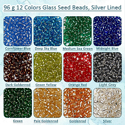 96g 12 couleurs 12/0 grade a perles de rocaille en verre rondes&nbsp;SEED-NB0002-09