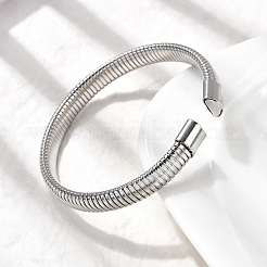 Женские браслеты-манжеты из нержавеющей стали 304 с плоскими цепочками-змейками BJEW-A067-05P