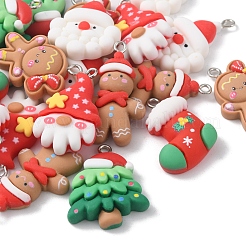 24шт 6 стиля рождественские подвески из непрозрачной смолы RESI-FS0001-44