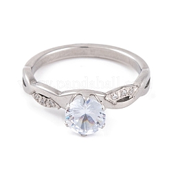 Кольцо с бриллиантом из нержавеющей стали 304 для женщин RJEW-C086-22-P