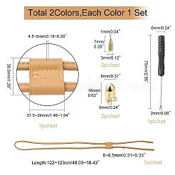 2 ensemble de 2 couleurs de cordon de serrage et de curseur de cordon pour sac en similicuir PU&nbsp;DIY-WR0002-08