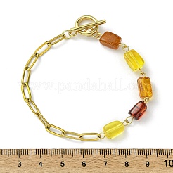 Bracelets à maillons en perles d'ambre naturel rectangulaires&nbsp;BJEW-JB13765