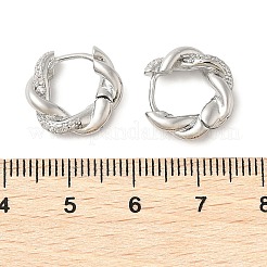 Серьги-кольца из латуни с прозрачным фианитом&nbsp;EJEW-Q014-29P