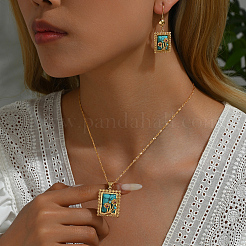 Прямоугольные серьги-подвески из синтетической бирюзы и ожерелья с подвесками YJ4866