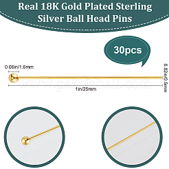 30 шт. 925 серебряные булавки с шаровой головкой STER-BBC0006-40