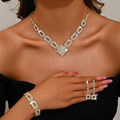 Set di gioielli in ottone rettangolare con strass di cristallo&nbsp;WG47BDD-06