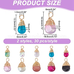 60шт 2 стиля прозрачные стеклянные подвески FIND-AR0005-07