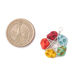 Подвески из бисера в виде черепа из синтетической бирюзы PALLOY-TA00296