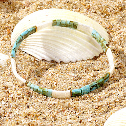 Этнический стиль японский тила стеклянные бусины эластичные браслеты для женщин&nbsp;MU4713