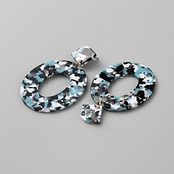 Акриловые полые овальные серьги-гвоздики со стальными железными булавками для женщин EJEW-WH0047-74A