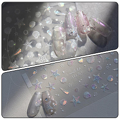 3 шт. 3 стиля наклейки для дизайна ногтей на тему океана MRMJ-DJ0001-23