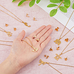 6 комплект из 6 стилей ожерелья с подвесками в виде животных из нержавеющей стали и серег-гвоздиков&nbsp;SJEW-FI0001-17