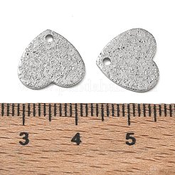 304ステンレススチールチェーンエクステンダードロップ  テクスチャードハート  ステンレス鋼色  12x13x1mm  穴：1.5mm&nbsp;SA-CBA45D5-08P-01