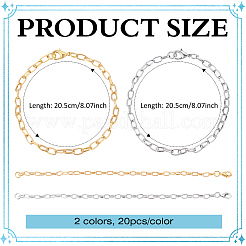 40шт 2 цвета железный кабель цепочка браслеты IFIN-ME0001-12