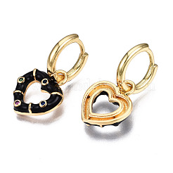 Серьги-кольца из латуни с микро-паве из фианита&nbsp;EJEW-T014-46G-NF