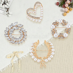 4 шт. 4 стиля броши из сплава со стразами для одежды JEWB-CN0001-06