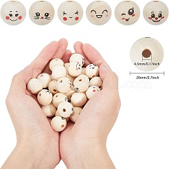60 шт. 6 стиля необработанных бусин из натурального дерева с принтом WOOD-GL0001-13B