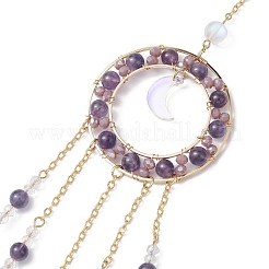 Подвесные кольца из натурального аметиста из бисера HJEW-TA00169