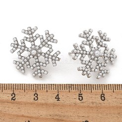 Pendientes de botón con forma de copo de nieve de latón y ABS con perlas de imitación&nbsp;EJEW-M077-03P